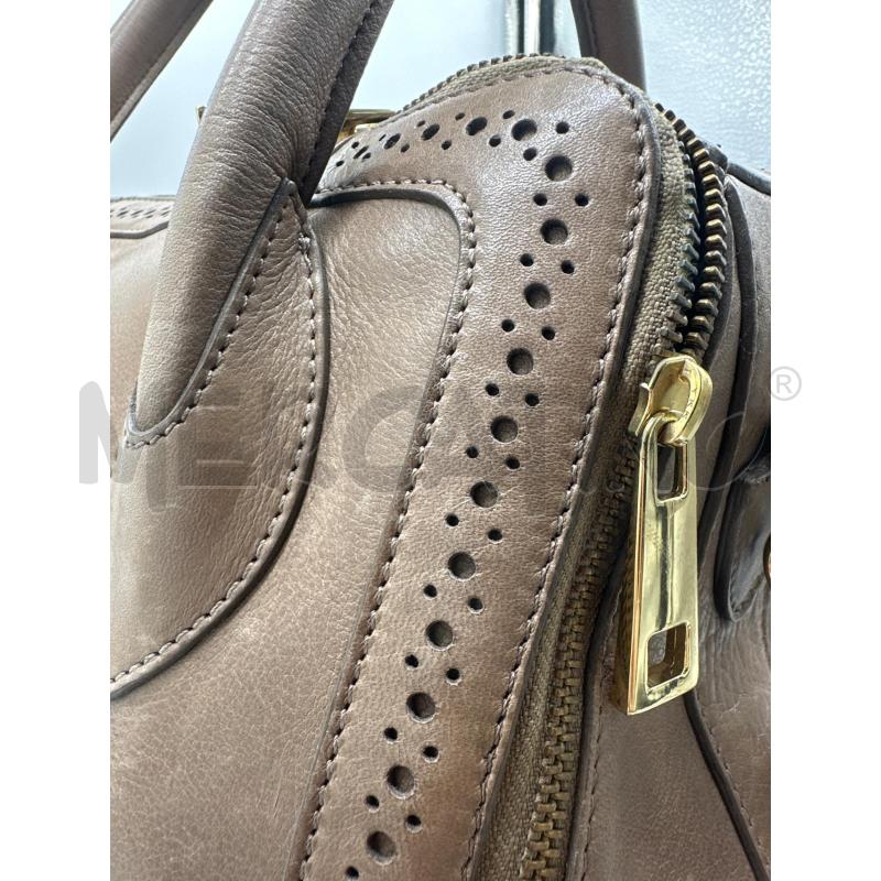 BORSA DONNA PELLE MARRO QUADRATA BORDINO TRAFORATO | Mercatino dell'Usato Montesilvano 4
