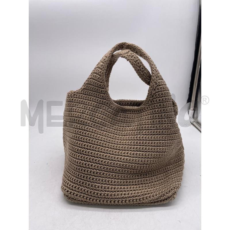 BORSA DONNA PICCOLA FATTA A MANO BEIGE PERLINE LEGNO | Mercatino dell'Usato Montesilvano 2