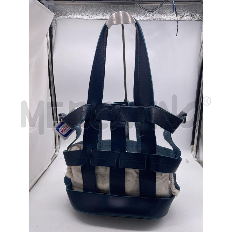 BORSA DONNA SECCHIELLO QUADRETTATA BLU PELLE | Mercatino dell'Usato Montesilvano 2