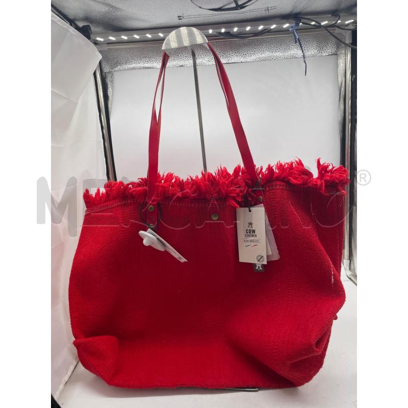 BORSA DONNA TESSUTO MANICI PELLE ROSSA | Mercatino dell'Usato Montesilvano 1