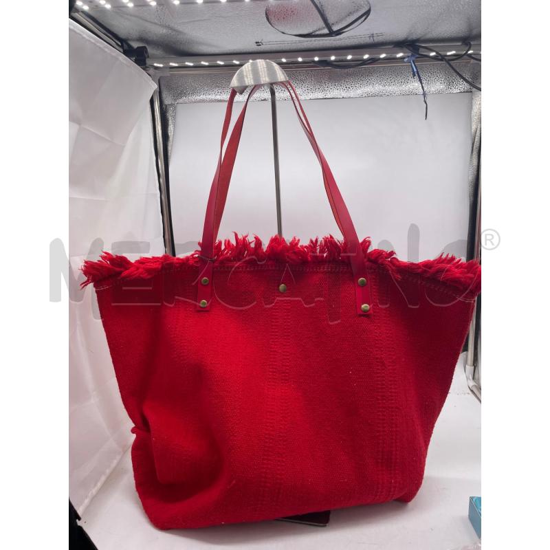 BORSA DONNA TESSUTO MANICI PELLE ROSSA | Mercatino dell'Usato Montesilvano 2