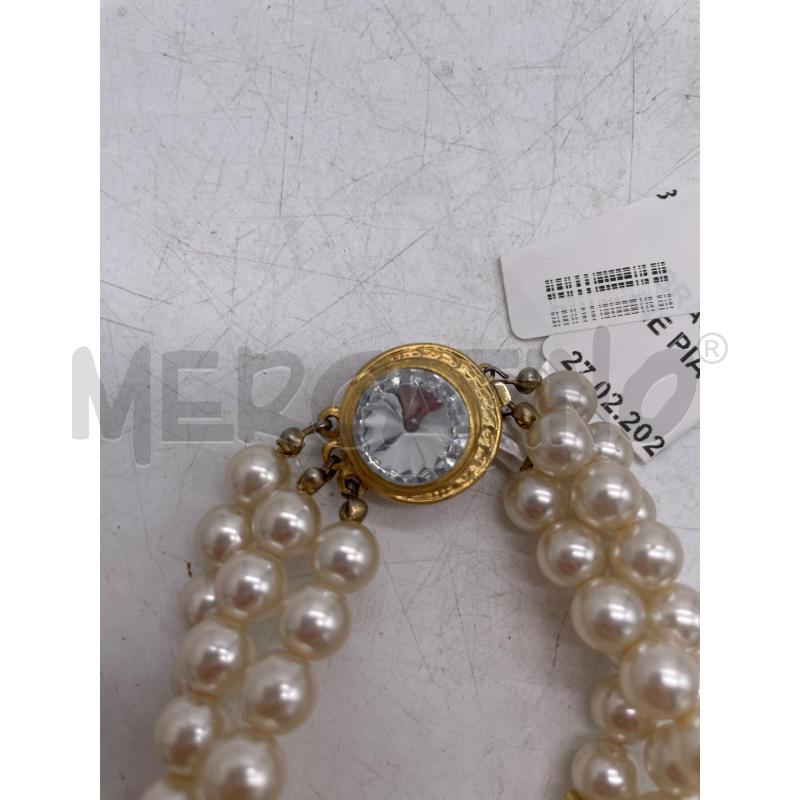 BRACCIALE 3 FILI PERLINE PIANCHE CHIUSURA DORATA STILE VINTAGE | Mercatino dell'Usato Montesilvano 2