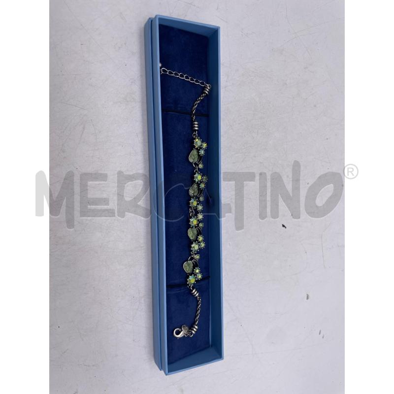 BRACCIALE ARGENTATO FOGLIE STRASS VERDI | Mercatino dell'Usato Montesilvano 1