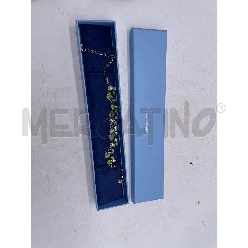 BRACCIALE ARGENTATO FOGLIE STRASS VERDI | Mercatino dell'Usato Montesilvano 2
