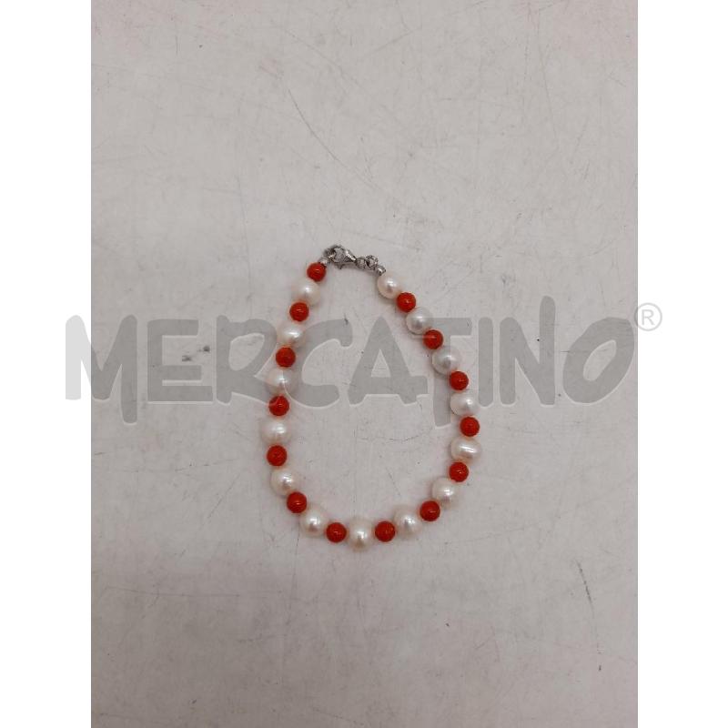 BRACCIALE PERLINE BIANCHE COLOR CORALLO  CHIUSURA ARG | Mercatino dell'Usato Montesilvano 1