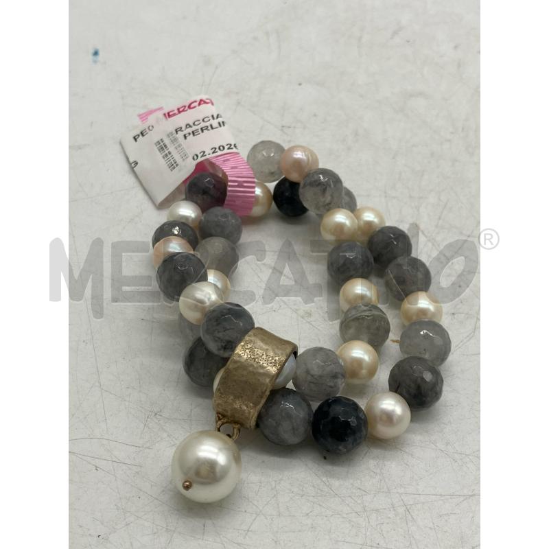 BRACCIALE PIETRE GRIGIE PERLINE ANELLO ARG  | Mercatino dell'Usato Montesilvano 1