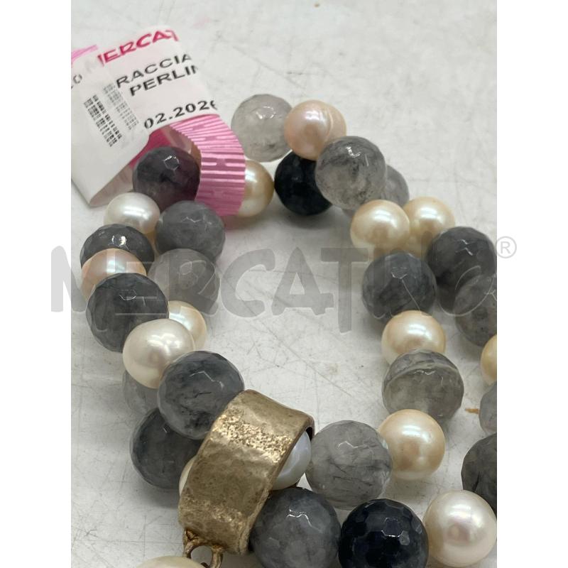 BRACCIALE PIETRE GRIGIE PERLINE ANELLO ARG  | Mercatino dell'Usato Montesilvano 2