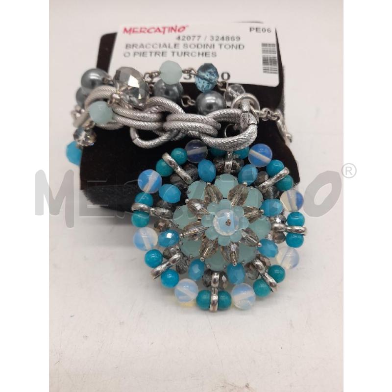 BRACCIALE SODINI TONDO PIETRE TURCHESI CATENE ARGENTATE | Mercatino dell'Usato Montesilvano 1