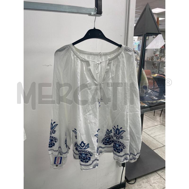 CAMICIA DONNA BIANCA DISEGNI BLU  | Mercatino dell'Usato Montesilvano 1
