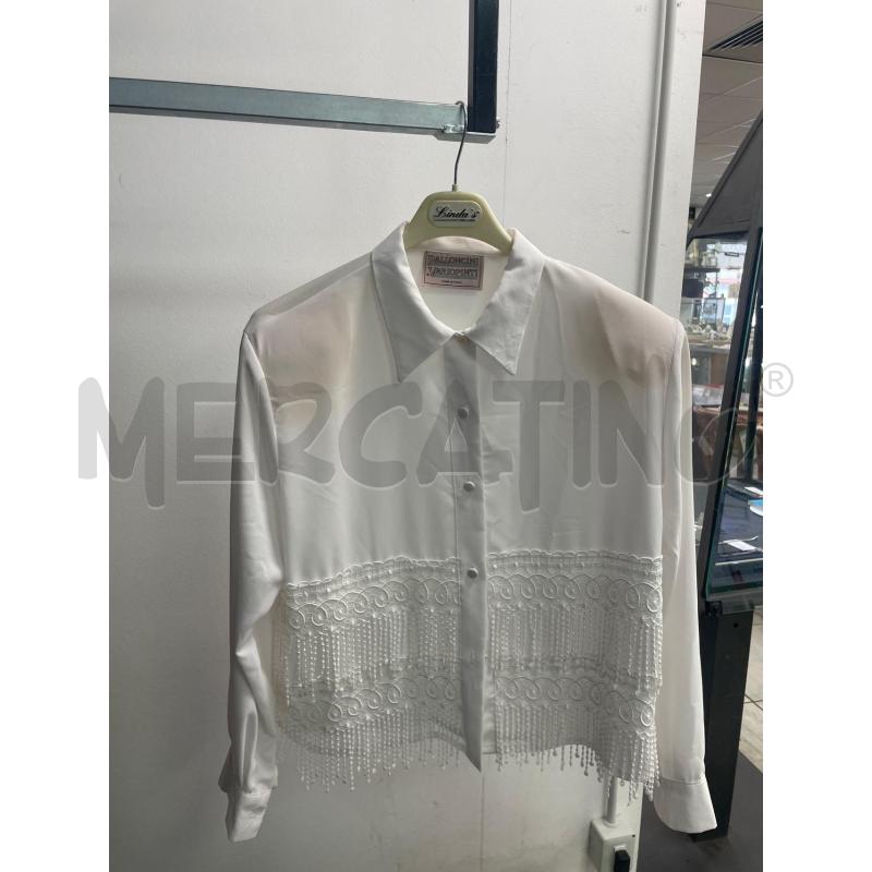 CAMICIA DONNA BIANCA PALLONCINI VARIOPINTI FRANGE TG GRANDE | Mercatino dell'Usato Montesilvano 1