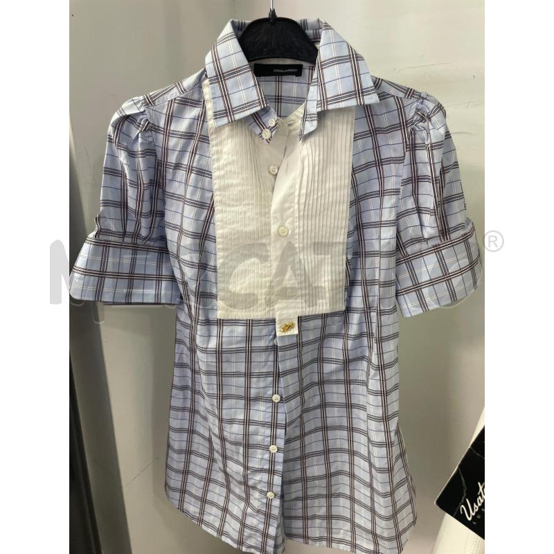 CAMICIA DONNA DSQUARED2 CAMICIA MEZZA MANICA AZZURRA QUADRETTATA | Mercatino dell'Usato Montesilvano 1