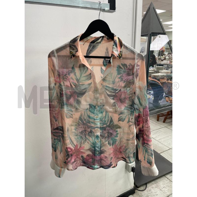 CAMICIA DONNA GUESS VELATA ROSA FIORATA COLLETTO STRASS | Mercatino dell'Usato Montesilvano 1