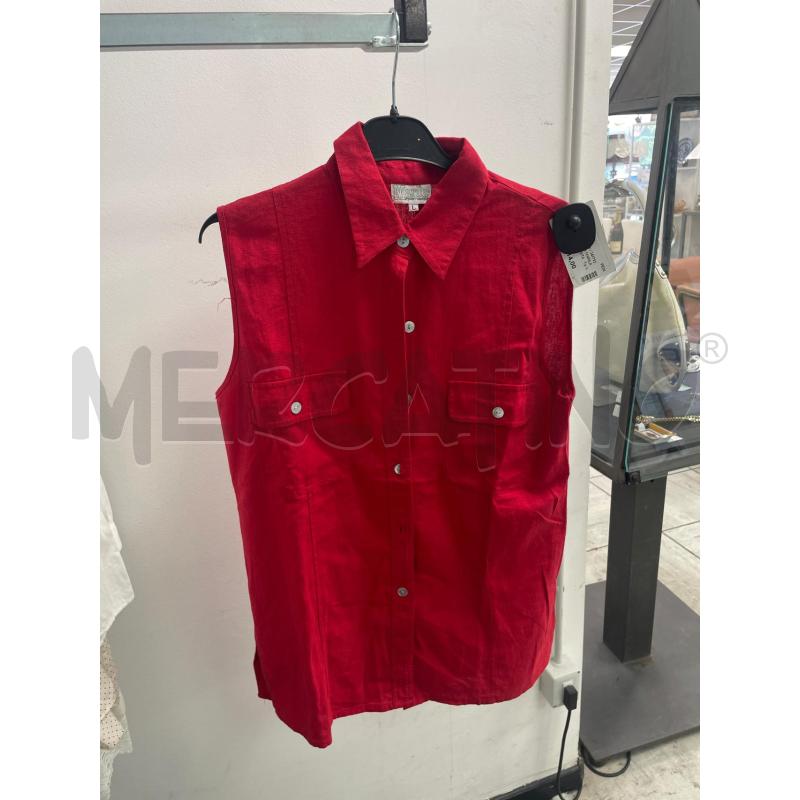 CAMICIA DONNA MARILA ROSSA SMANICATA MISTO LINO | Mercatino dell'Usato Montesilvano 1