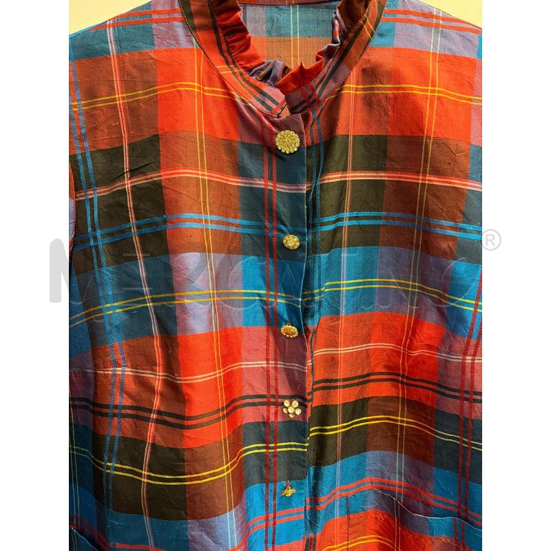 CAMICIA DONNA SMARCHIATA BLU ROSSA QUADRETTATA BOTTONI DORATI STRASS | Mercatino dell'Usato Montesilvano 2