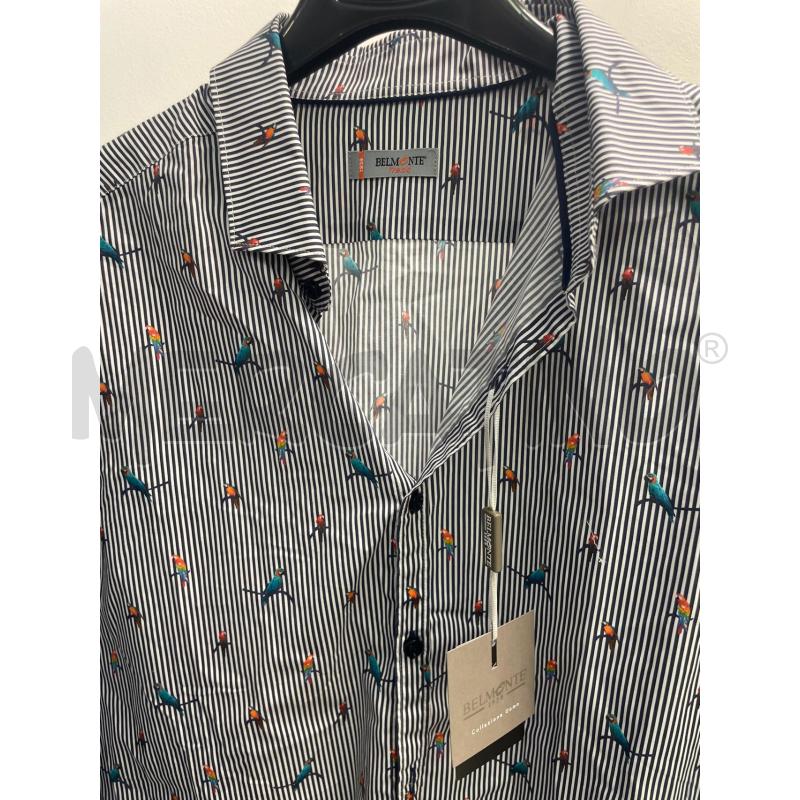 CAMICIA UOMO BELMONTE BIANCA RIGHINE BLU PAPPAGALLI | Mercatino dell'Usato Montesilvano 2
