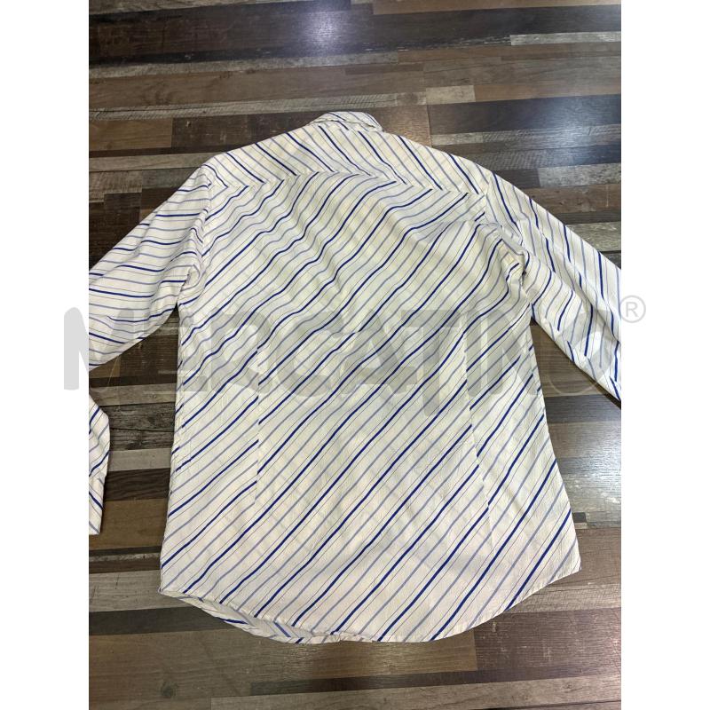 CAMICIA UOMO TRUSSARDI JEANS BIANCA RIGHINE AZZURRE BLU | Mercatino dell'Usato Montesilvano 3