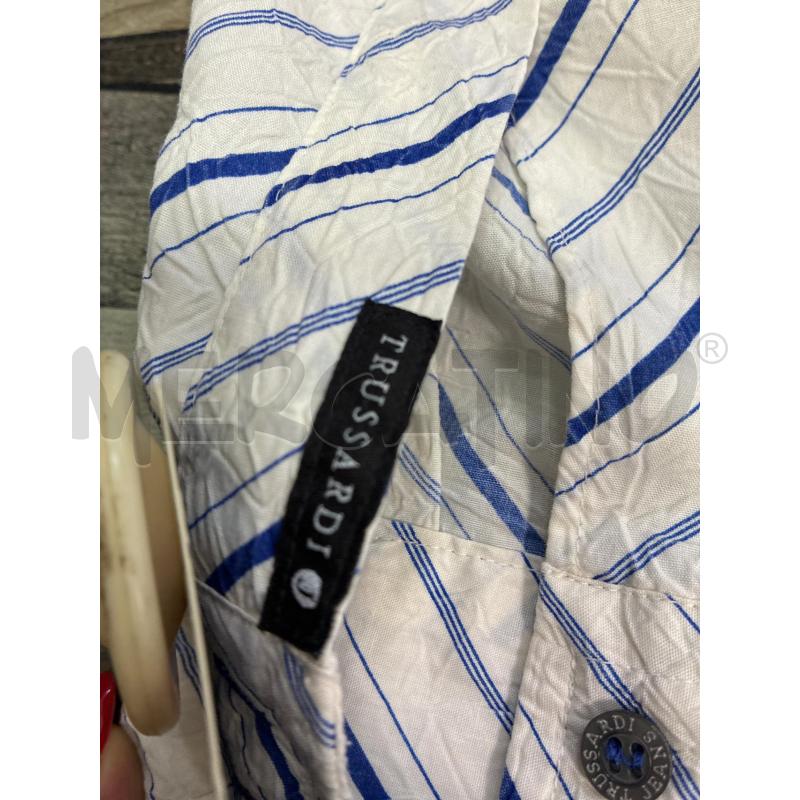 CAMICIA UOMO TRUSSARDI JEANS BIANCA RIGHINE AZZURRE BLU | Mercatino dell'Usato Montesilvano 4