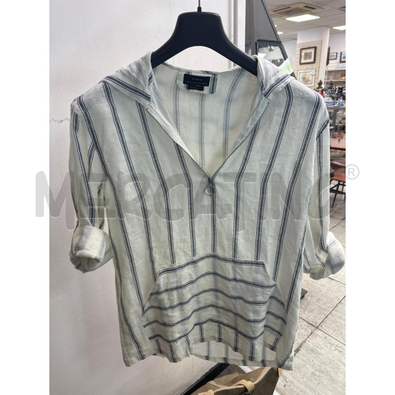 CAMICIA UOMO ZARA BIANCA LINO RIGHINE CELESTI CAPPUCCIO | Mercatino dell'Usato Montesilvano 1