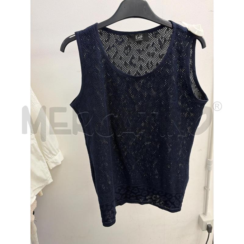CANOTTA DONNA LIOLA BLU TRAFORATA MACULATA | Mercatino dell'Usato Montesilvano 1
