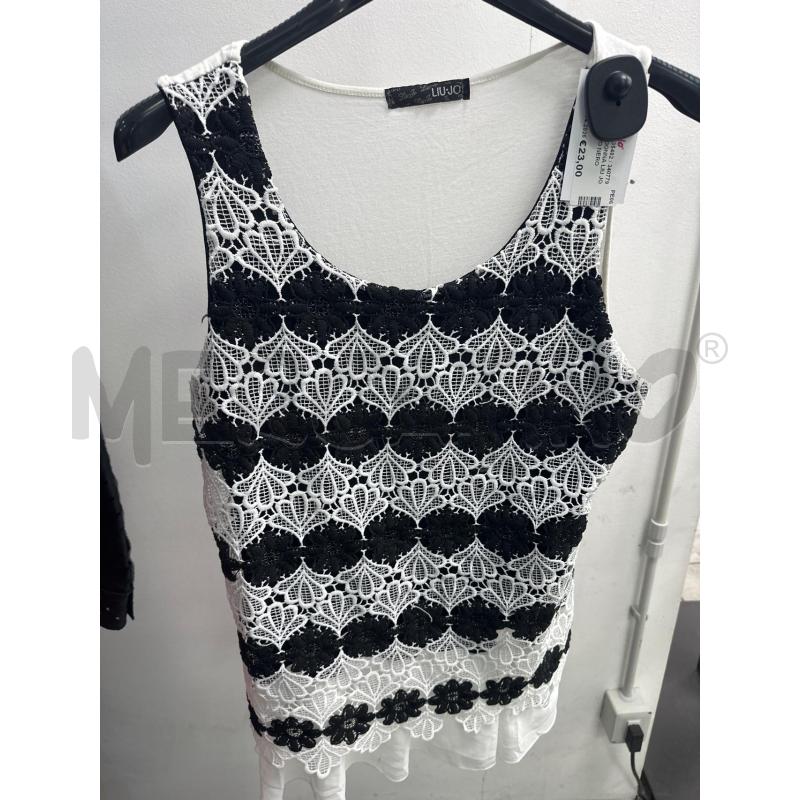 CANOTTA DONNA LIU JO NERA PIZZO NERO BIANCO  | Mercatino dell'Usato Montesilvano 1