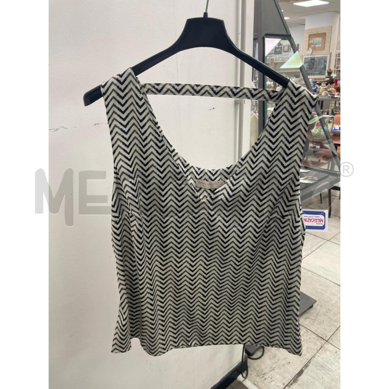 CANOTTA DONNA RINASCIMENTO BIANCA ZIGZAG NERO | Mercatino dell'Usato Montesilvano 1