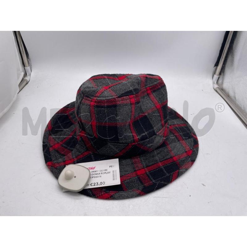 CAPPELLO DONNA REPLAY QUADRI ROPSSO NERO TG M | Mercatino dell'Usato Montesilvano 1