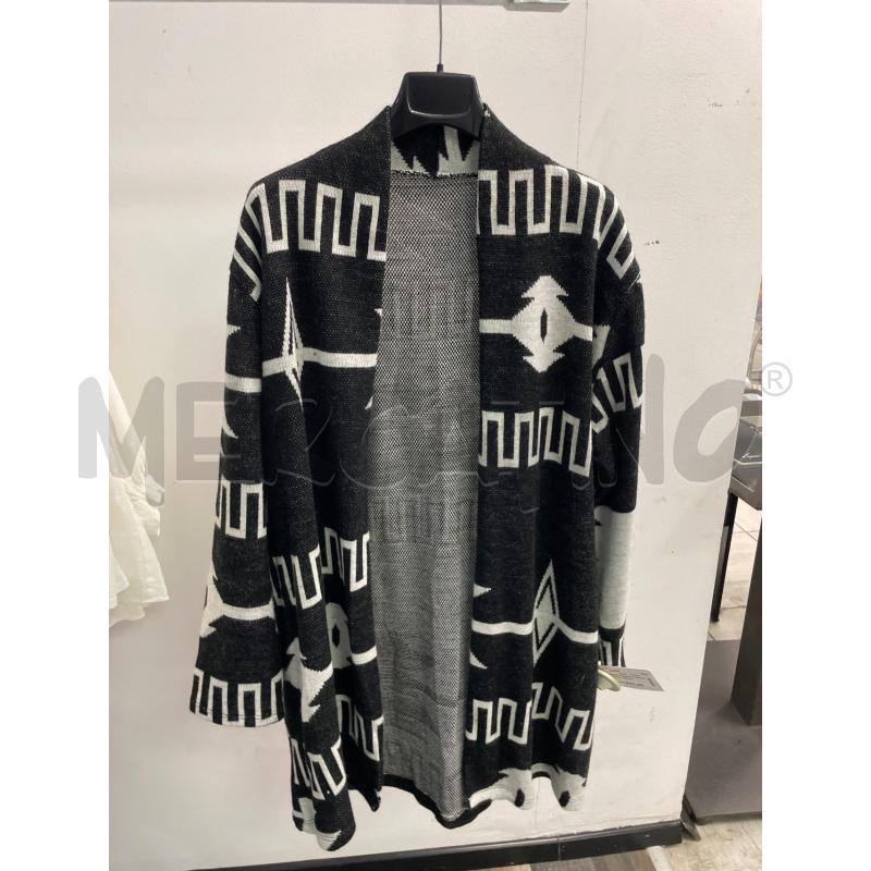 CARDIGAN DONNA FANTASIA ETNICA NERA BIANCA SMARCHIATO | Mercatino dell'Usato Montesilvano 1