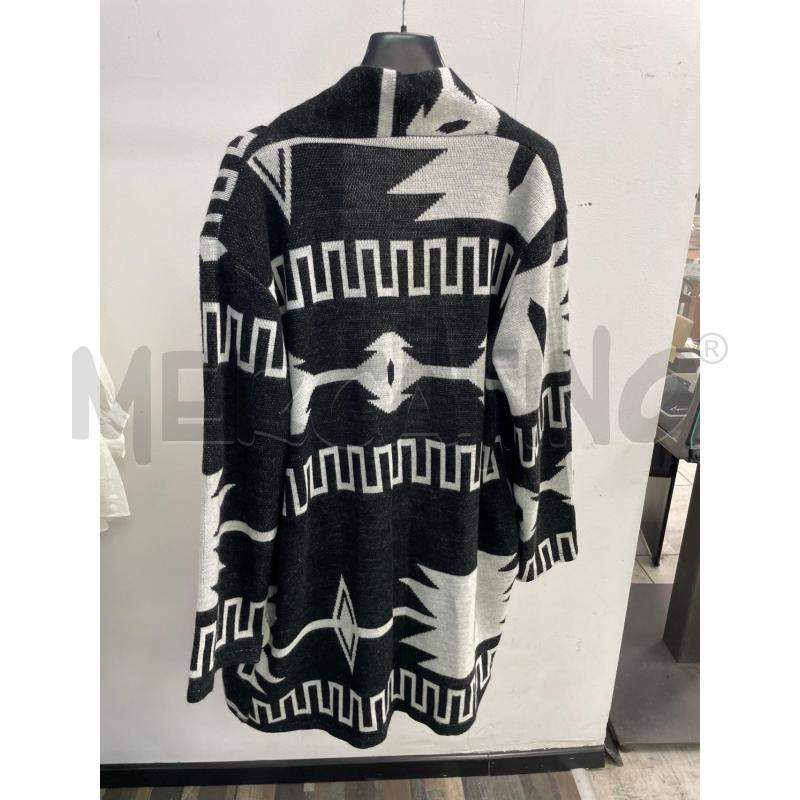 CARDIGAN DONNA FANTASIA ETNICA NERA BIANCA SMARCHIATO | Mercatino dell'Usato Montesilvano 2