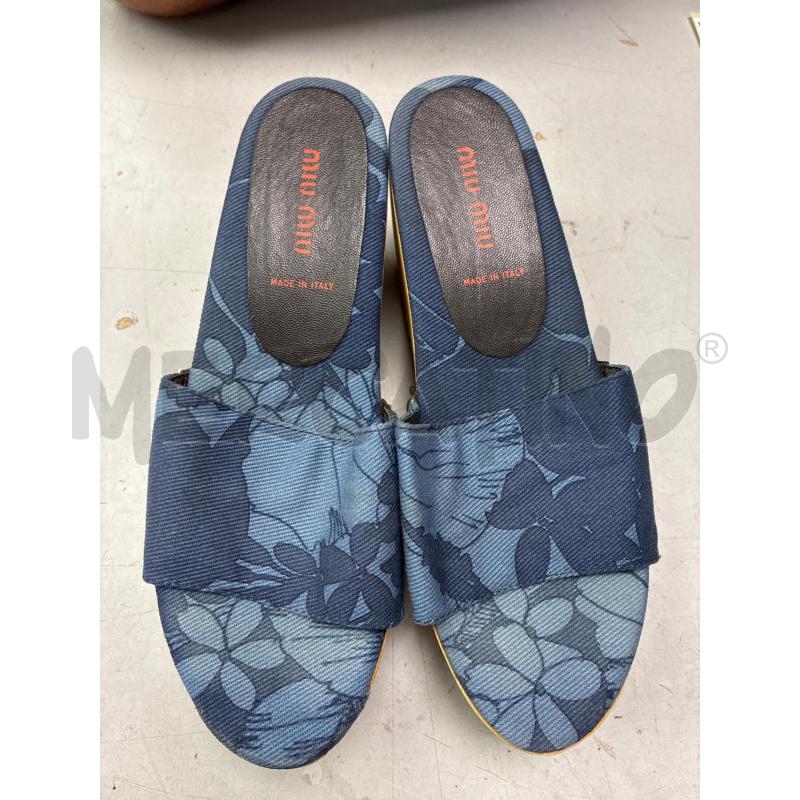 CIABATTE DONNA MIU MIU BLU TIPO DENIM FIORI | Mercatino dell'Usato Montesilvano 1