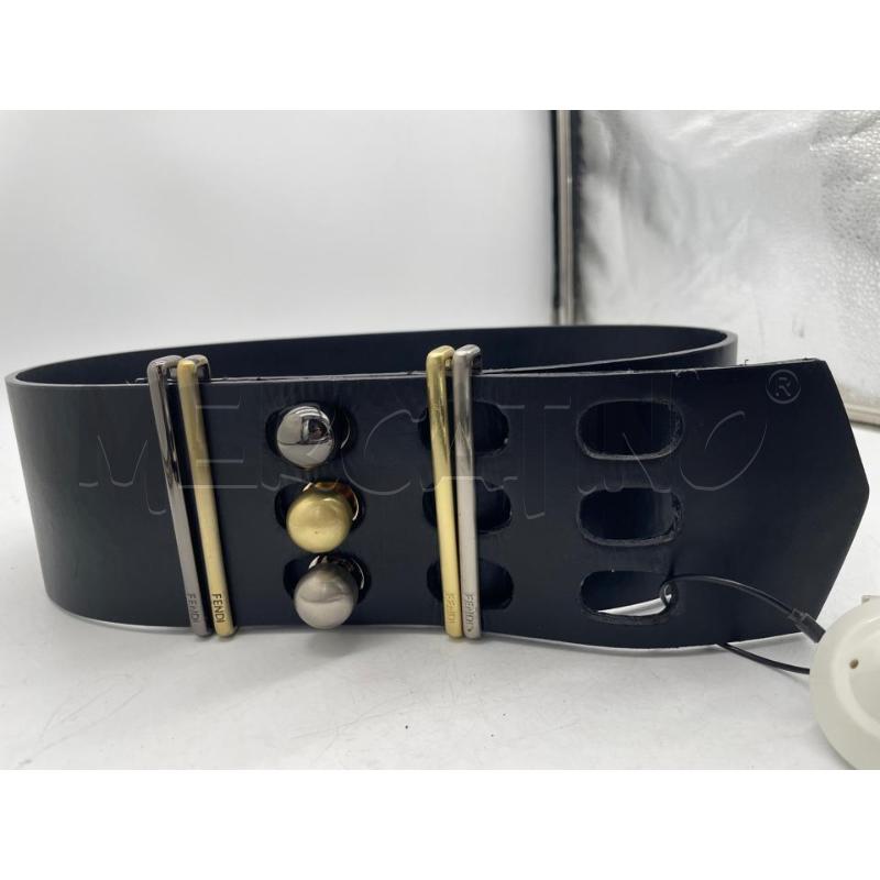 CINTURA DONNA FENDI BOTTONI ARGENTATI DORATI NERA | Mercatino dell'Usato Montesilvano 3