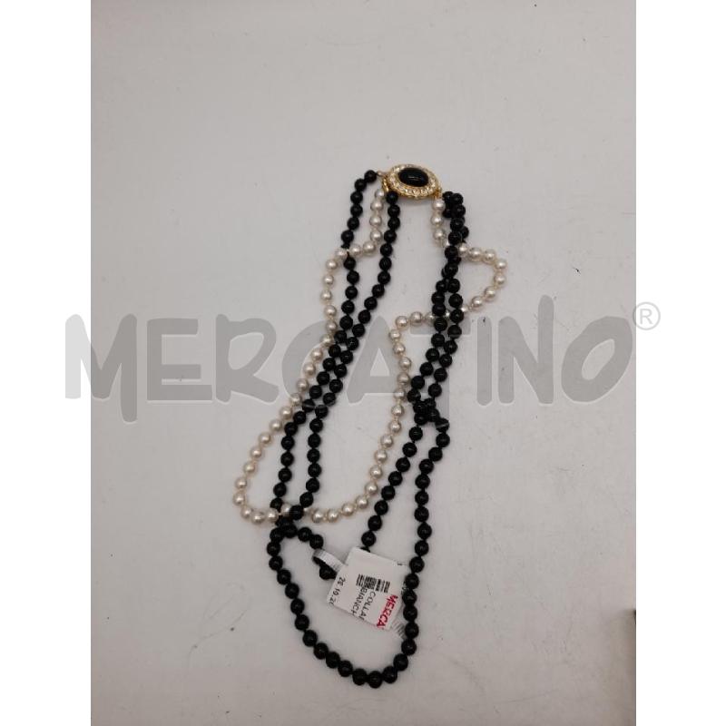 COLLANA 3 FILI PERLE BIANCHE NERE CHIUSURA DORATA TONDA | Mercatino dell'Usato Montesilvano 1