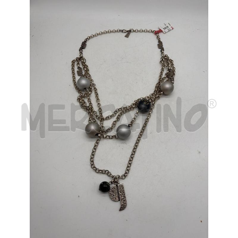 COLLANA ARGENTATA LUNGA SFERE GRIGIE BLU VERDE | Mercatino dell'Usato Montesilvano 1