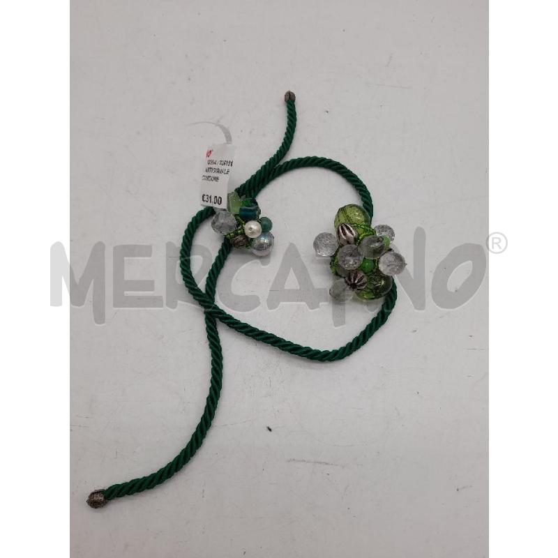 COLLANA ARTIGIANALE + ANELLO CORDONE VERDE PERLINE PLASTICA | Mercatino dell'Usato Montesilvano 1