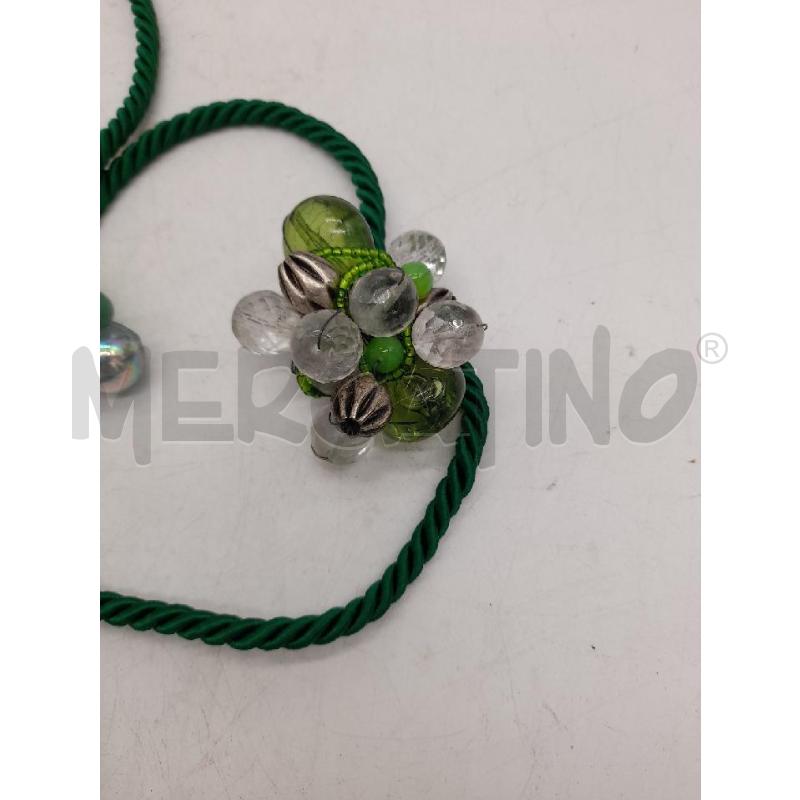 COLLANA ARTIGIANALE + ANELLO CORDONE VERDE PERLINE PLASTICA | Mercatino dell'Usato Montesilvano 2