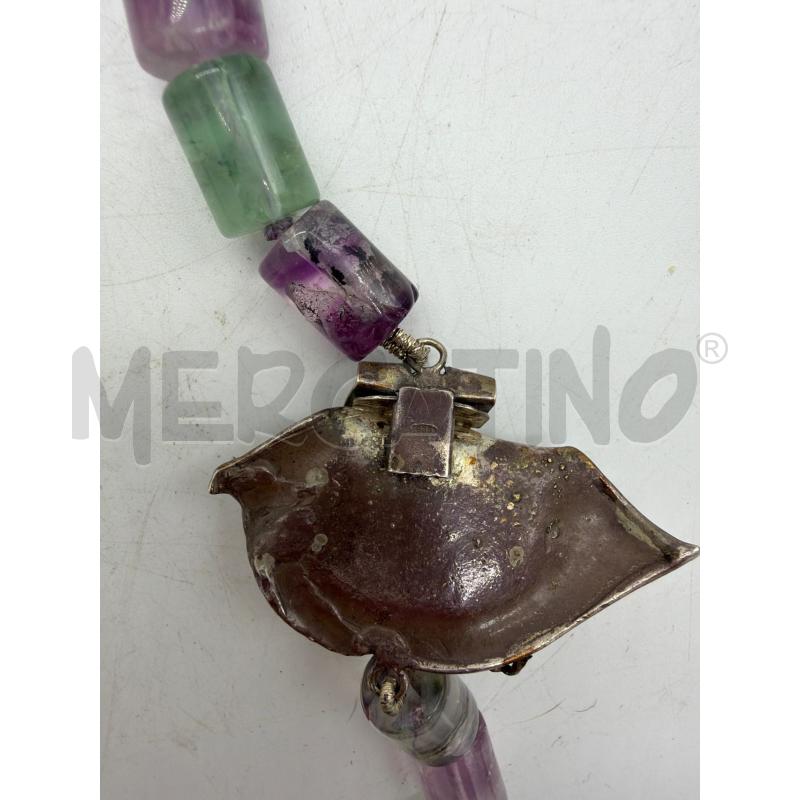 COLLANA CILINDI COLORATI VERDE LILLA CHIUSURA ARG CM 43  | Mercatino dell'Usato Montesilvano 2