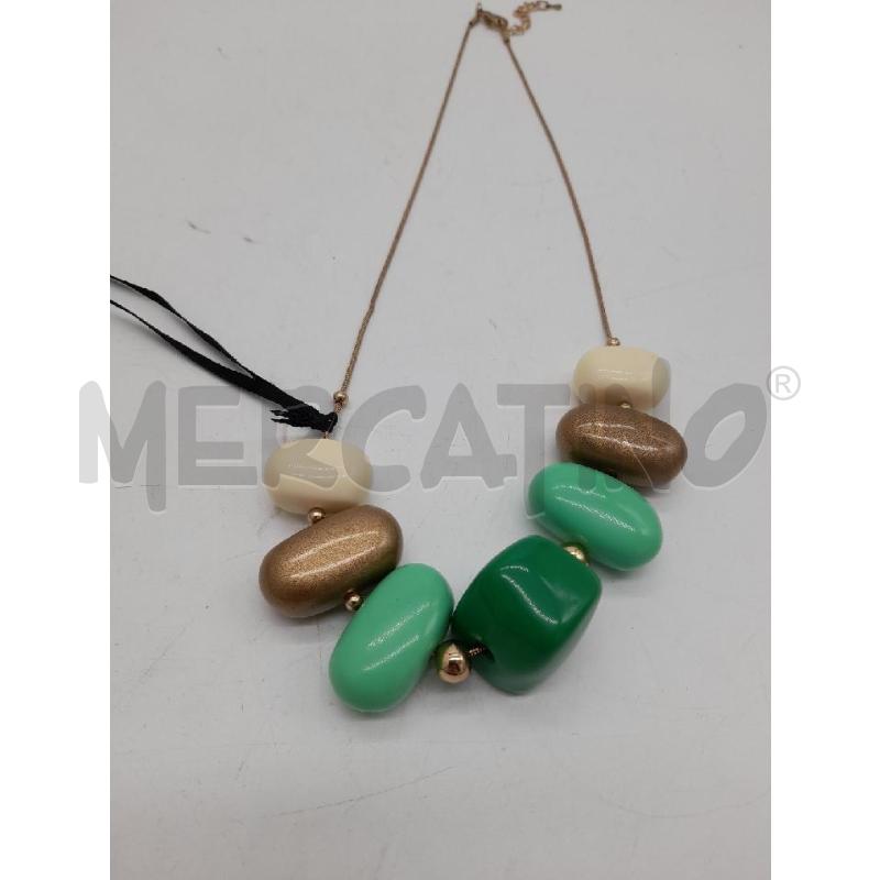 COLLANA FABIRA DORATA PIETRE PLASTICA VERDI DORATE BIANCHE | Mercatino dell'Usato Montesilvano 2