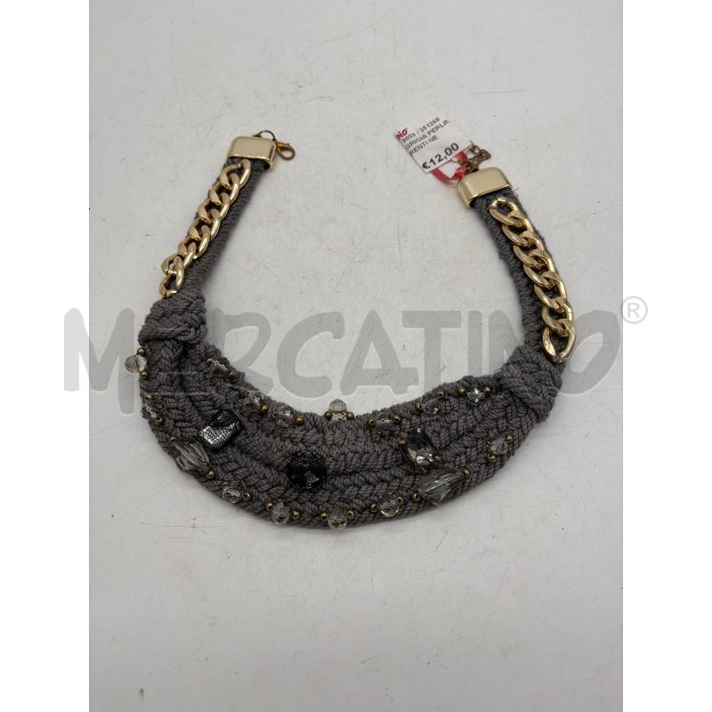 COLLANA GRIGIA PERLINE TRASPARENTI NERE TIPO MAGLIA | Mercatino dell'Usato Montesilvano 1