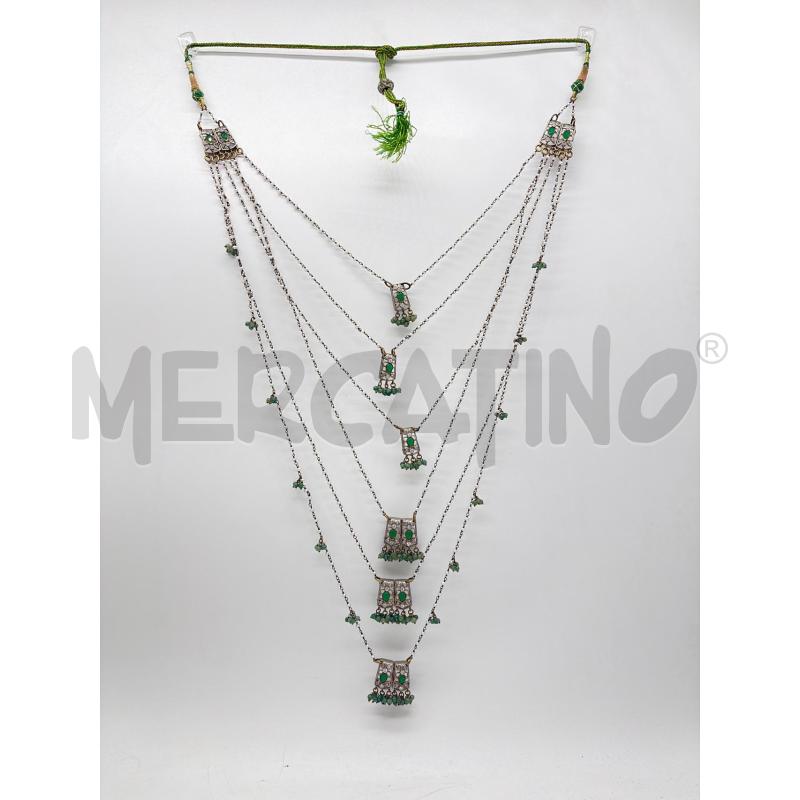 COLLANA MICROPERLE ARG INDIANO RPIETRE VERDI  | Mercatino dell'Usato Montesilvano 1