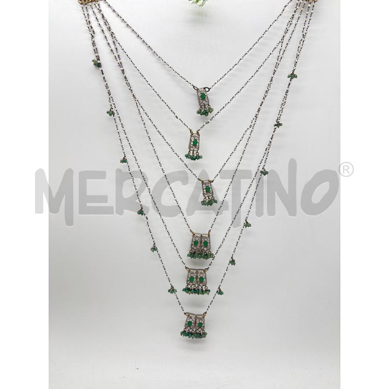 COLLANA MICROPERLE ARG INDIANO RPIETRE VERDI  | Mercatino dell'Usato Montesilvano 2
