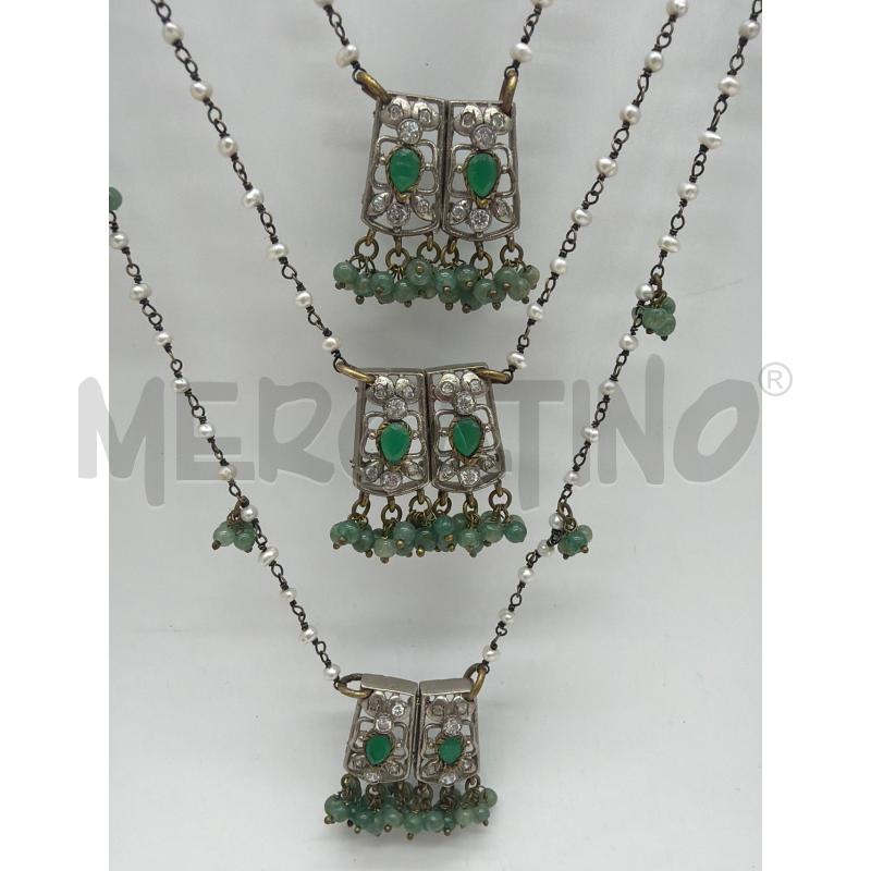 COLLANA MICROPERLE ARG INDIANO RPIETRE VERDI  | Mercatino dell'Usato Montesilvano 4