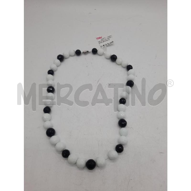 COLLANA PALLE SFACCETTATE NERE BIANCHE CHIUSURA ARG | Mercatino dell'Usato Montesilvano 1