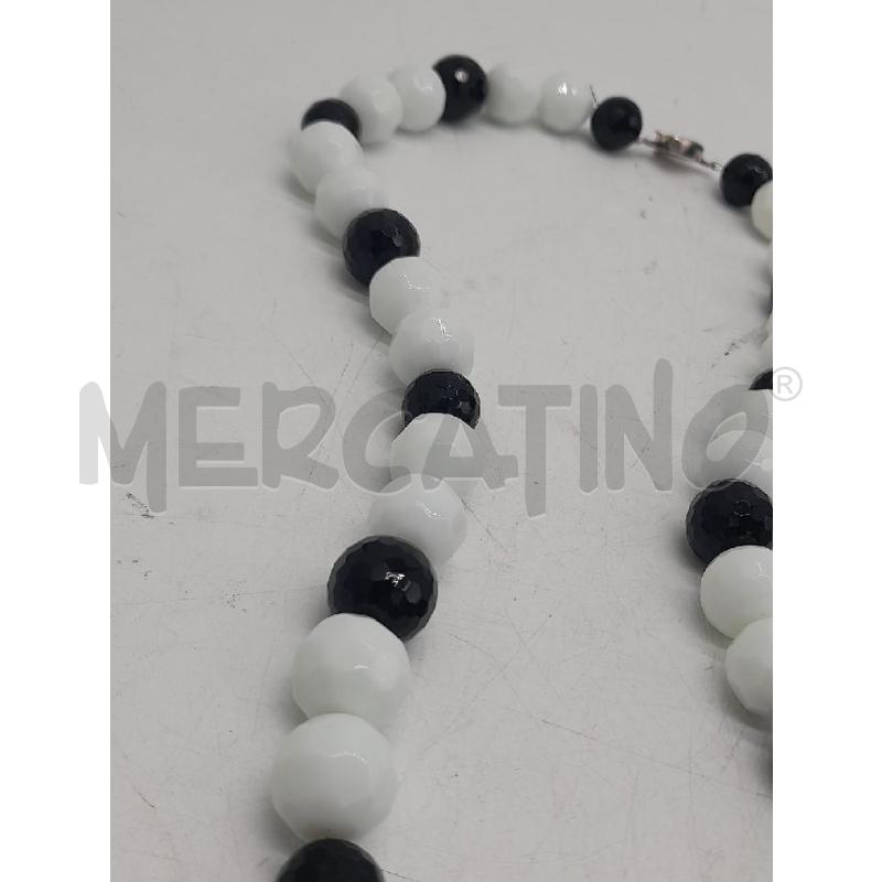 COLLANA PALLE SFACCETTATE NERE BIANCHE CHIUSURA ARG | Mercatino dell'Usato Montesilvano 2