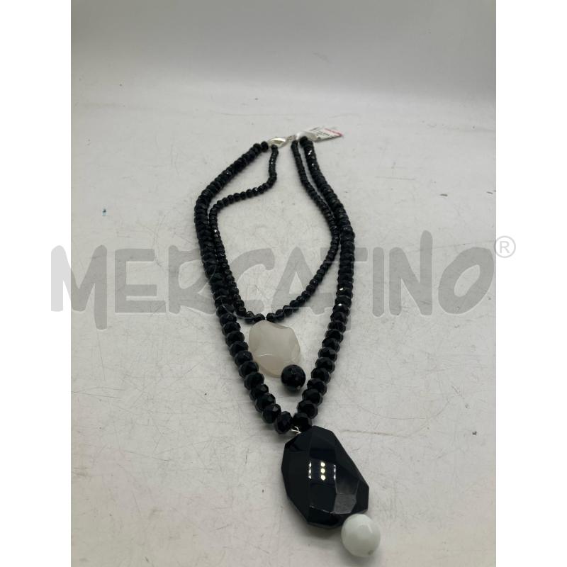 COLLANA PERLINE NERE CIONDOLO PIETRE BIANCHE NERE | Mercatino dell'Usato Montesilvano 1