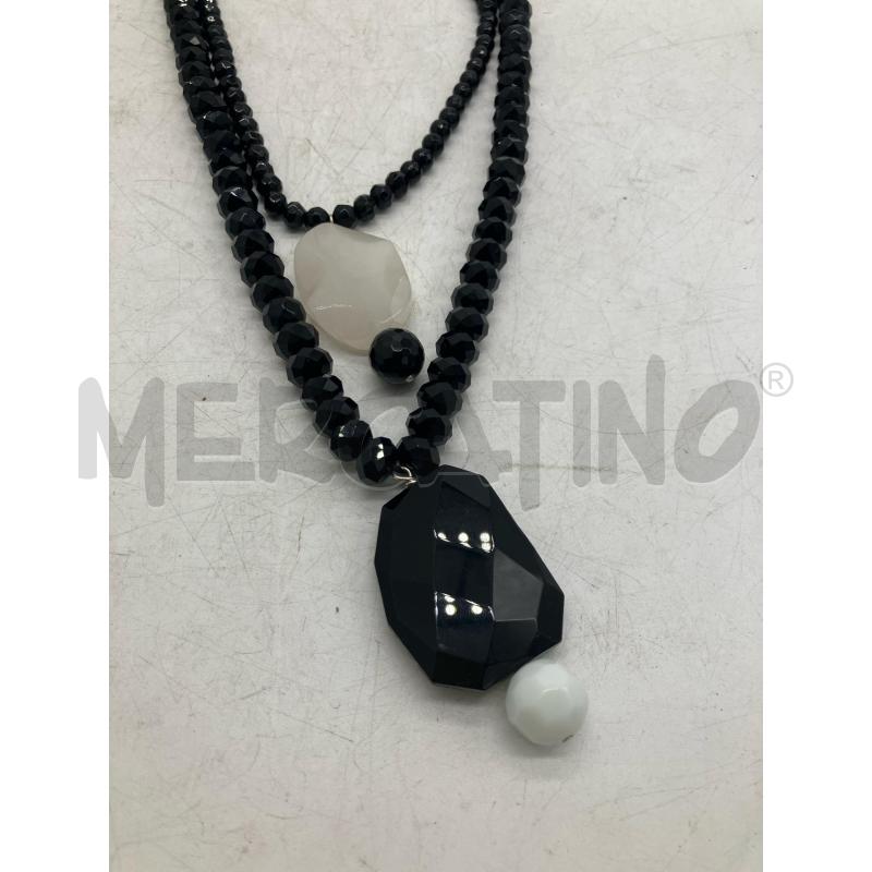COLLANA PERLINE NERE CIONDOLO PIETRE BIANCHE NERE | Mercatino dell'Usato Montesilvano 3