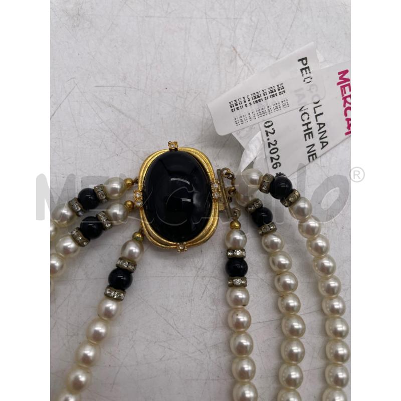 COLLANA PERLINE PLA BIANCHE NERE CHIUSURA DORATA STILE VINTAGE 3 FILI | Mercatino dell'Usato Montesilvano 2