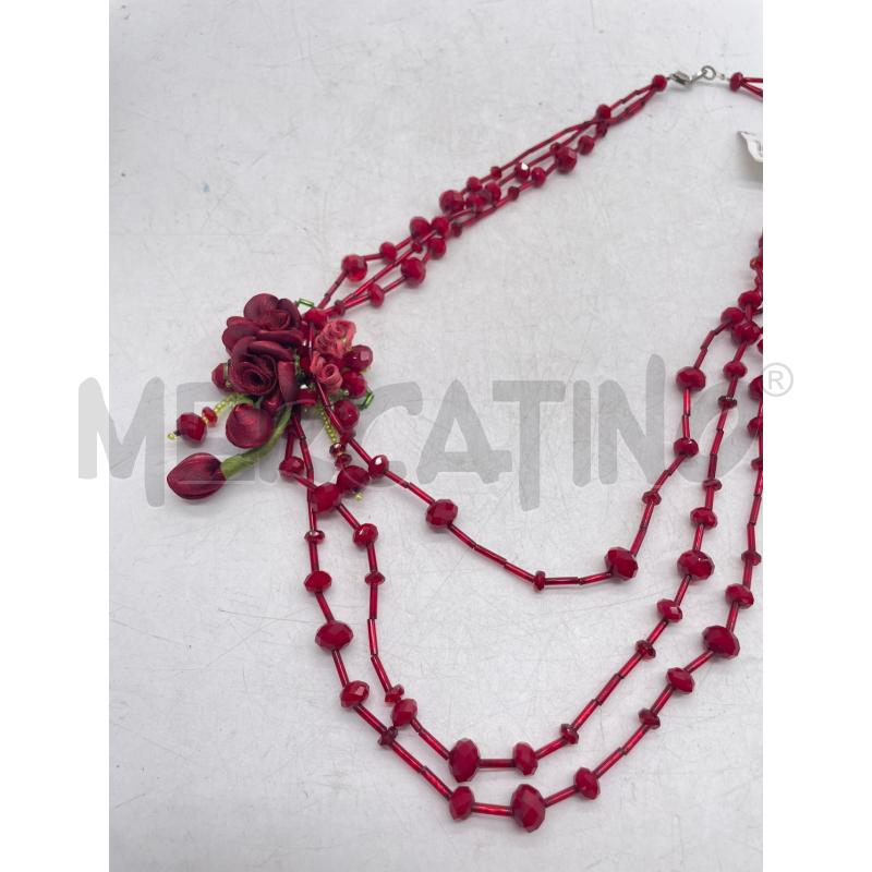 COLLANA PERLINE ROSSE ROSE TESSUTO | Mercatino dell'Usato Montesilvano 2