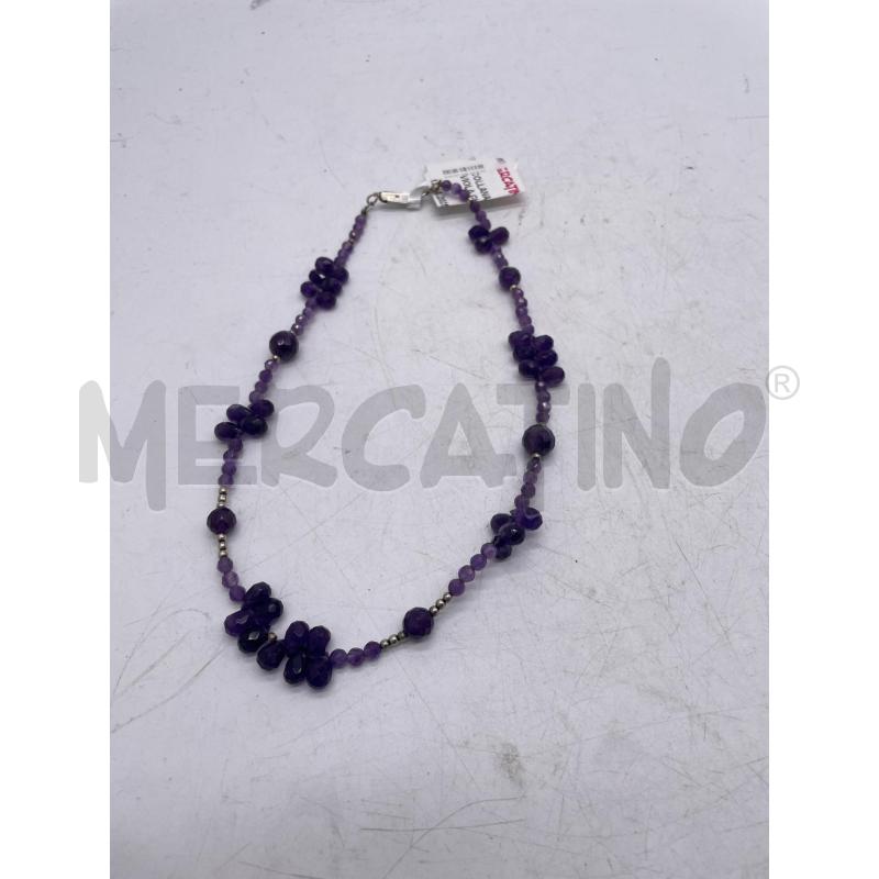 COLLANA PERLINE VETRO VIOLA CHIUSURA ARG  | Mercatino dell'Usato Montesilvano 1