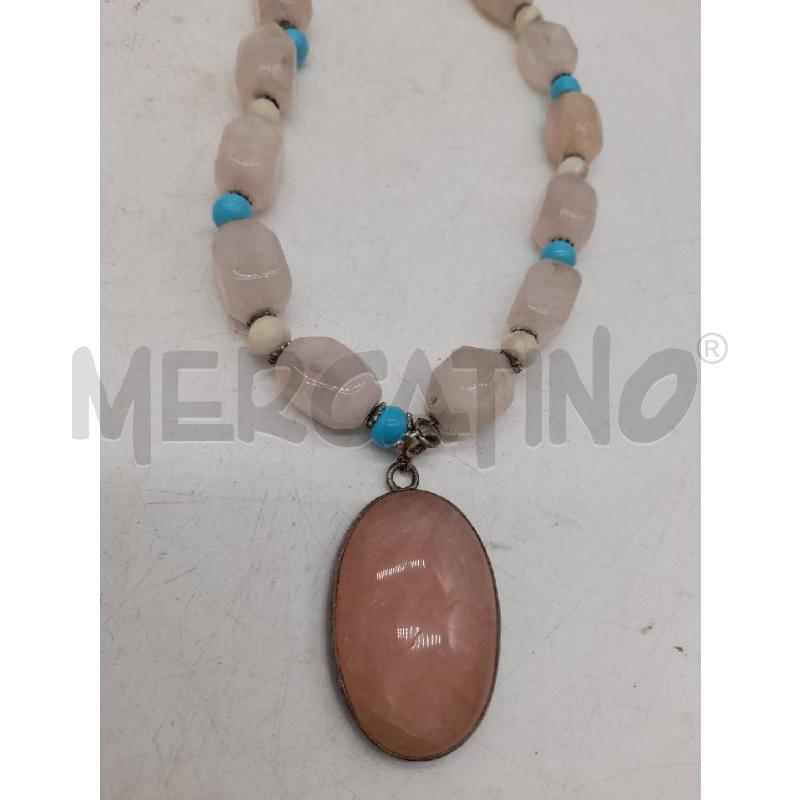 COLLANA PIETRA ROSA PALLINE TURCHESI  | Mercatino dell'Usato Montesilvano 2