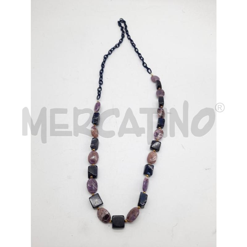 COLLANA PIETRE DURE QUADRATE BLU TONDE LILLA | Mercatino dell'Usato Montesilvano 1