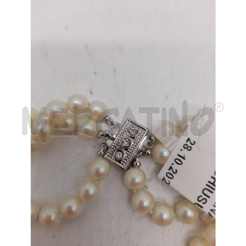COLLANA TRE FILI PERLE CHIUSURA ARGENTATA STRASS | Mercatino dell'Usato Montesilvano 2